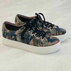 J/Slides NYC Camo Camouflage Leather Platform Sneakers Women's Size 7.5